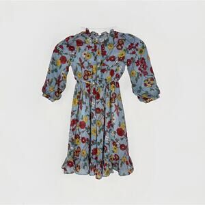 Girls Boho Cottagecore High neck Long Sleeve Midi Spring Dress 6/7